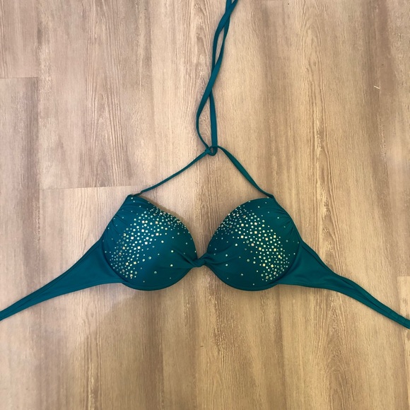 Victoria’s Secret luxe rhinestone turquoise bikini top 36c - Picture 4 of 10